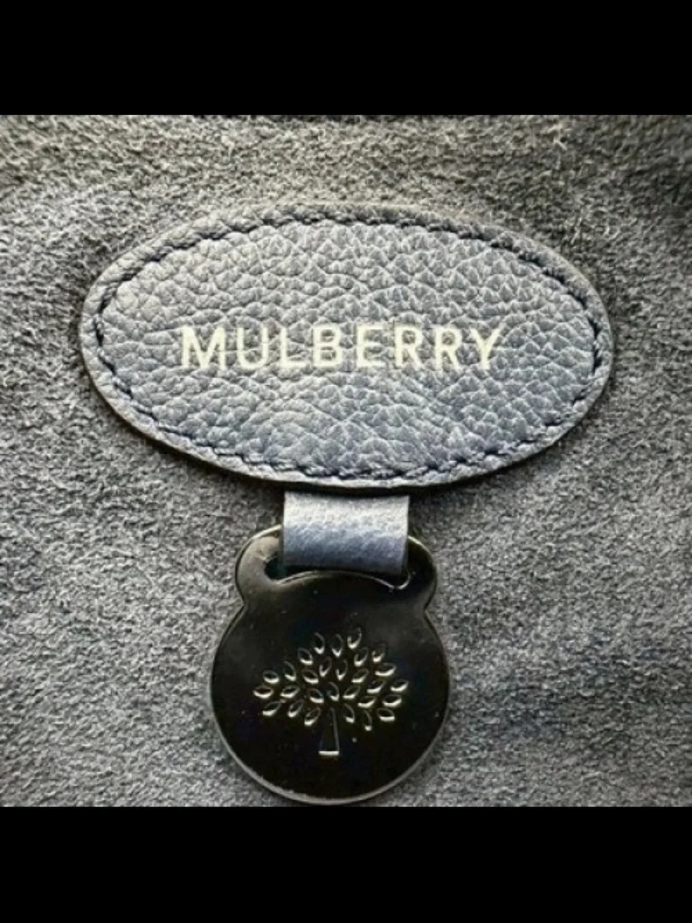 Mulberry Navy Blue Leather Crossbody with Silver Chain